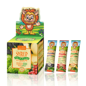 Syrup with fruit juices and vitamins for children 3+